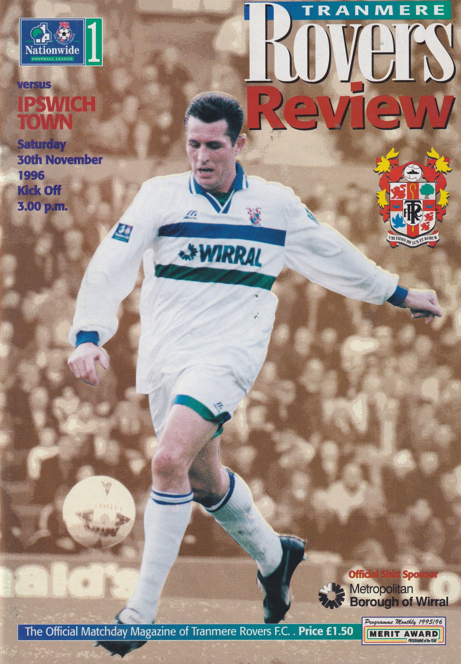 Tranmere Rovers v Ipswich Town match programme